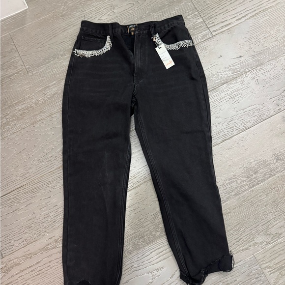 Twelve by ontwelfth black Women's Jeans with sequin trim - Picture 1 of 3